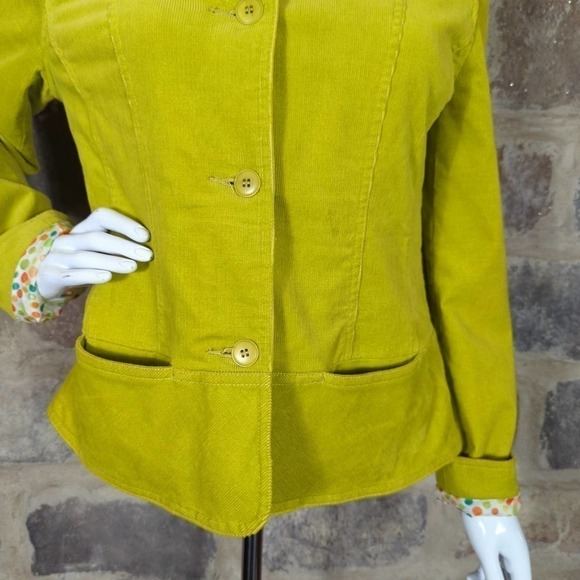 David Brooks Jacket Corduroy Lime Green Woman's Size Small Button Up Retro - Picture 4 of 12